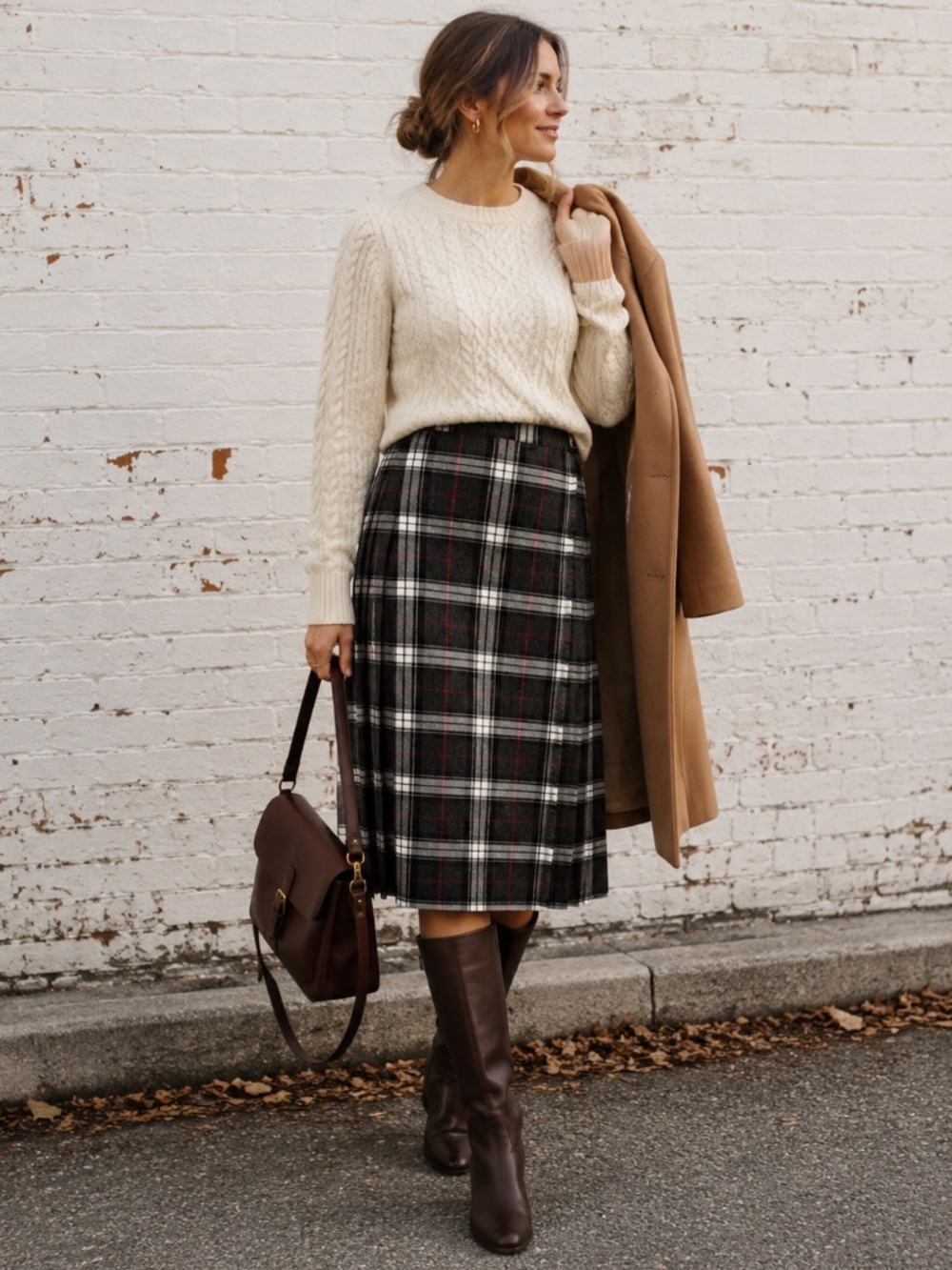 VTG St Michael Plaid Pleated Wrap Kilt Skirt | Heritage Prep Quiet Luxury SZ 12